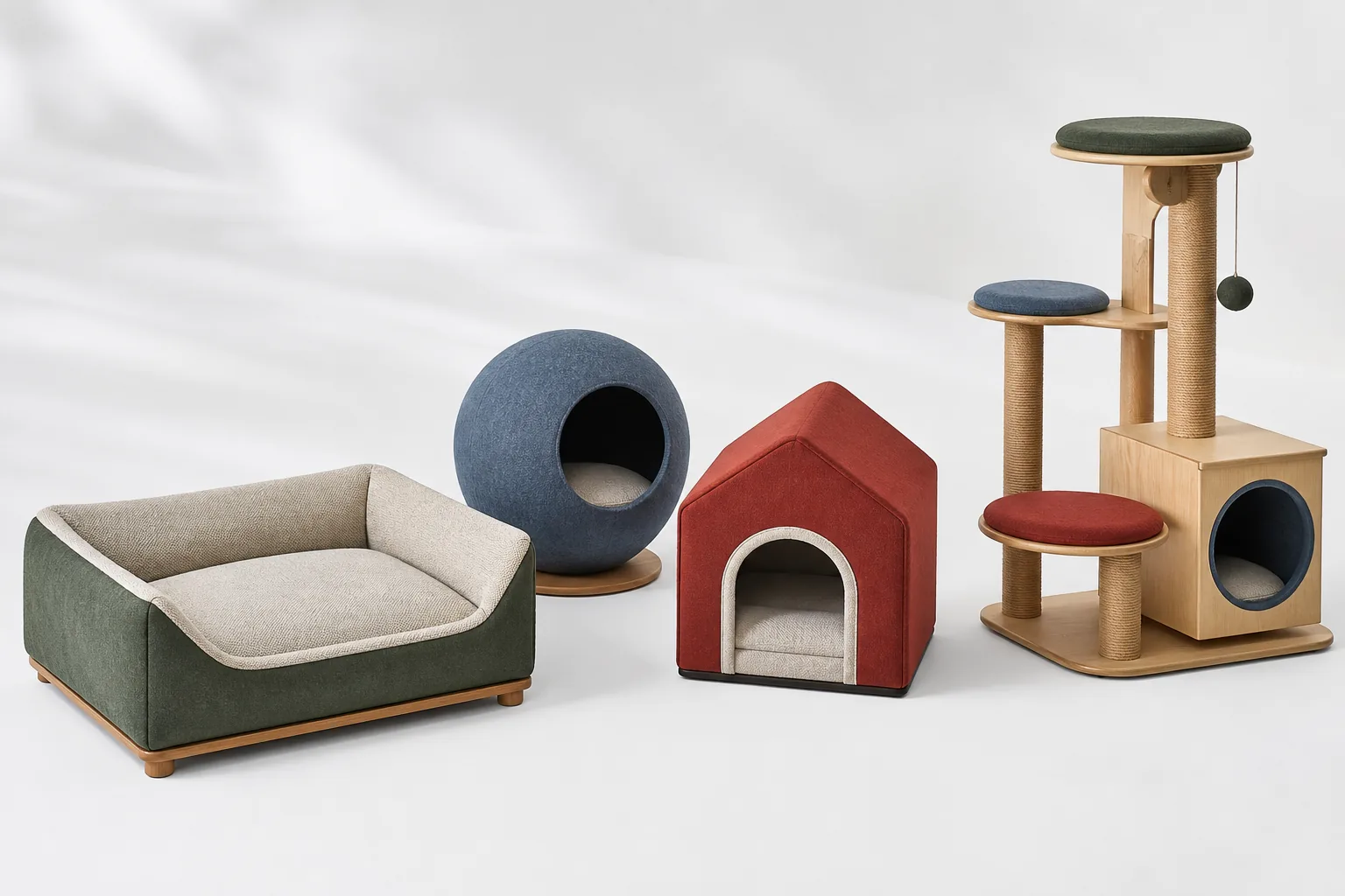 Coordinated pet beds, shelters and cat furniture development concept